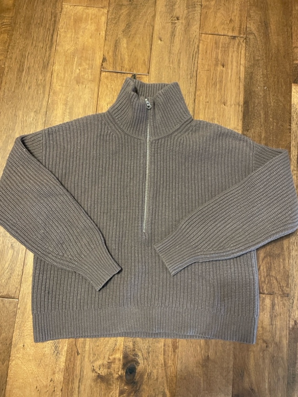 Everlane Felted Marino Half-zip in Plum Grey